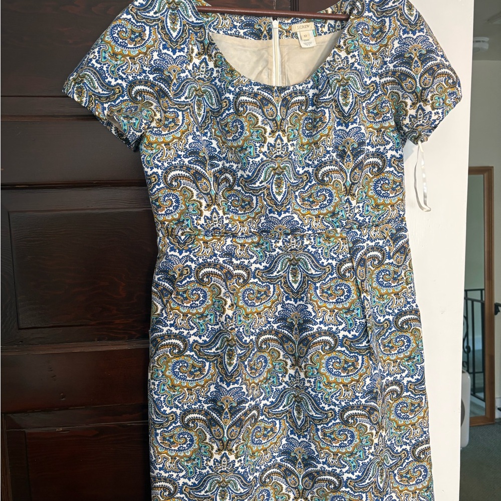 Paisley Print Dress in Blue and Gold